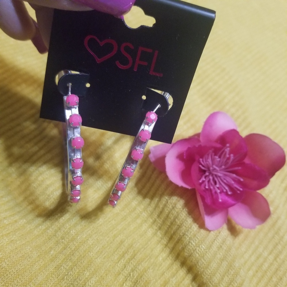 SFL Multi Color Silver Hoops - Picture 2 of 7